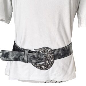 Leatherock Silver Embellished Wide Leather Belt